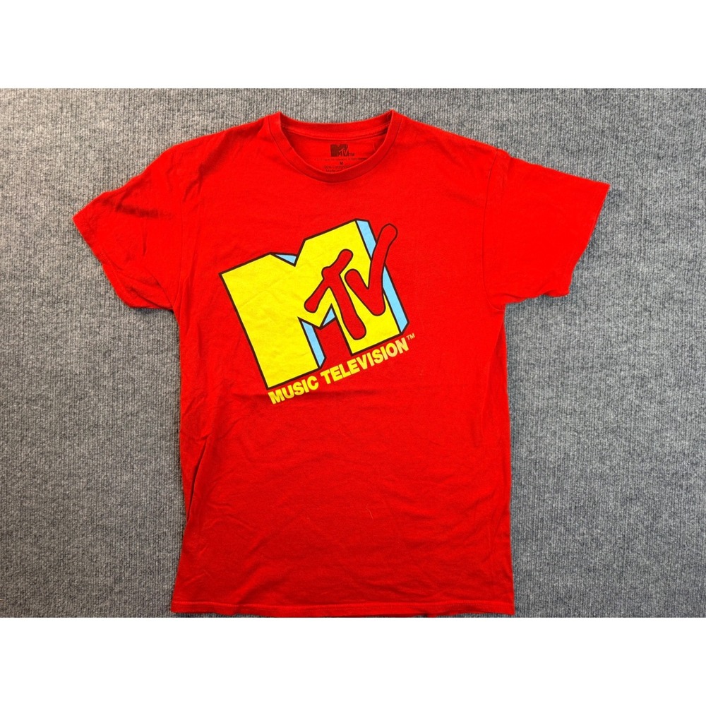 MTV Music Television Shirt Mens Medium Red Cotton Graphic Tee Short Sleeve 2019